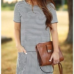 Madewell Black and White Striped Shift Dress